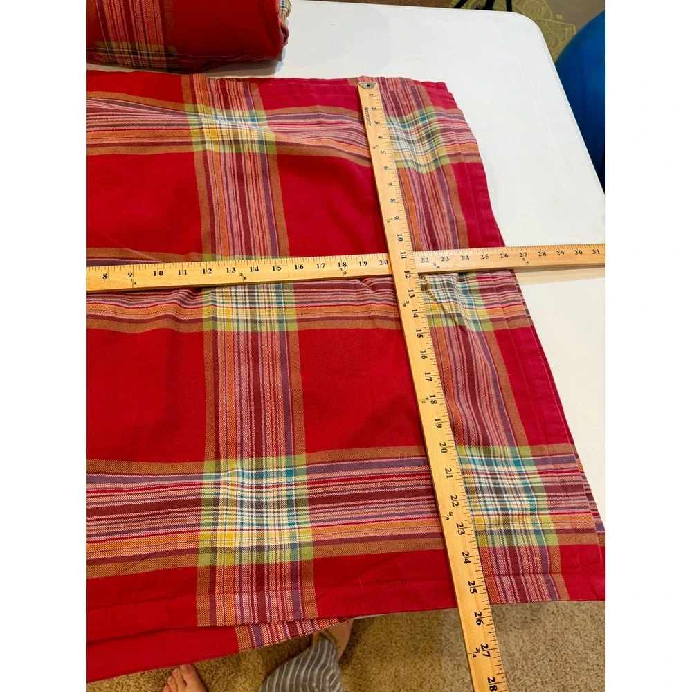 Pottery Barn King Cal King Duvet Cover Red Blake Plaid & 3 Pillowcases Sham